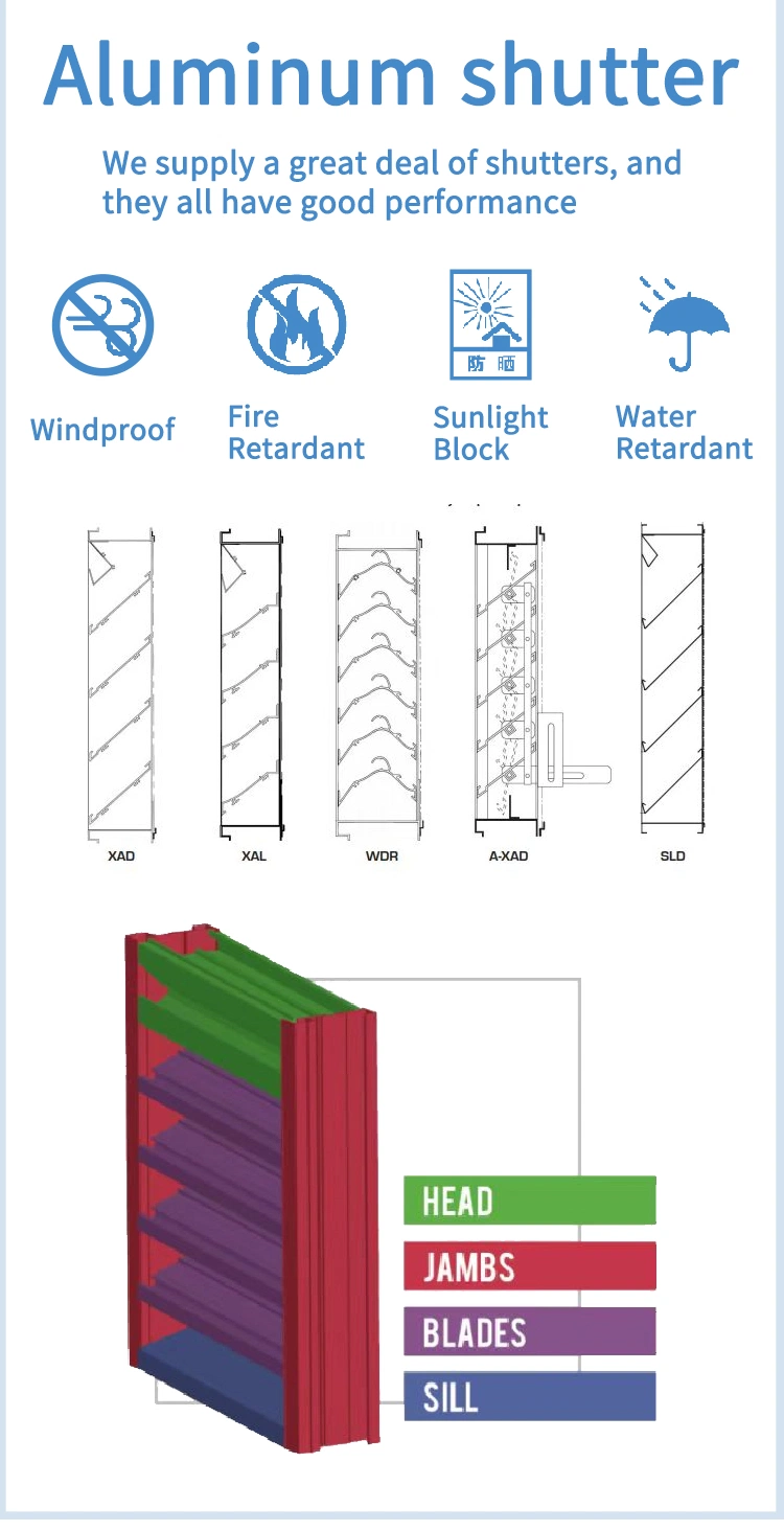 Airfoil Aluminium Windows Movable Waterproof Louver China Supplier