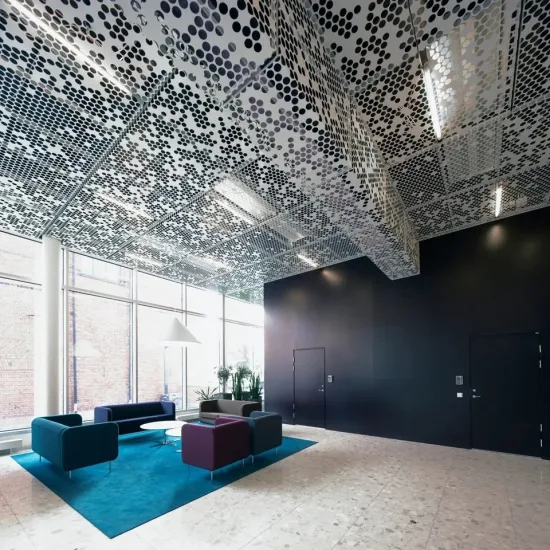 Panneaux en aluminium faits sur commande de conception de plafond matériel décoratif en métal panneaux de plafond perforés découpés au laser